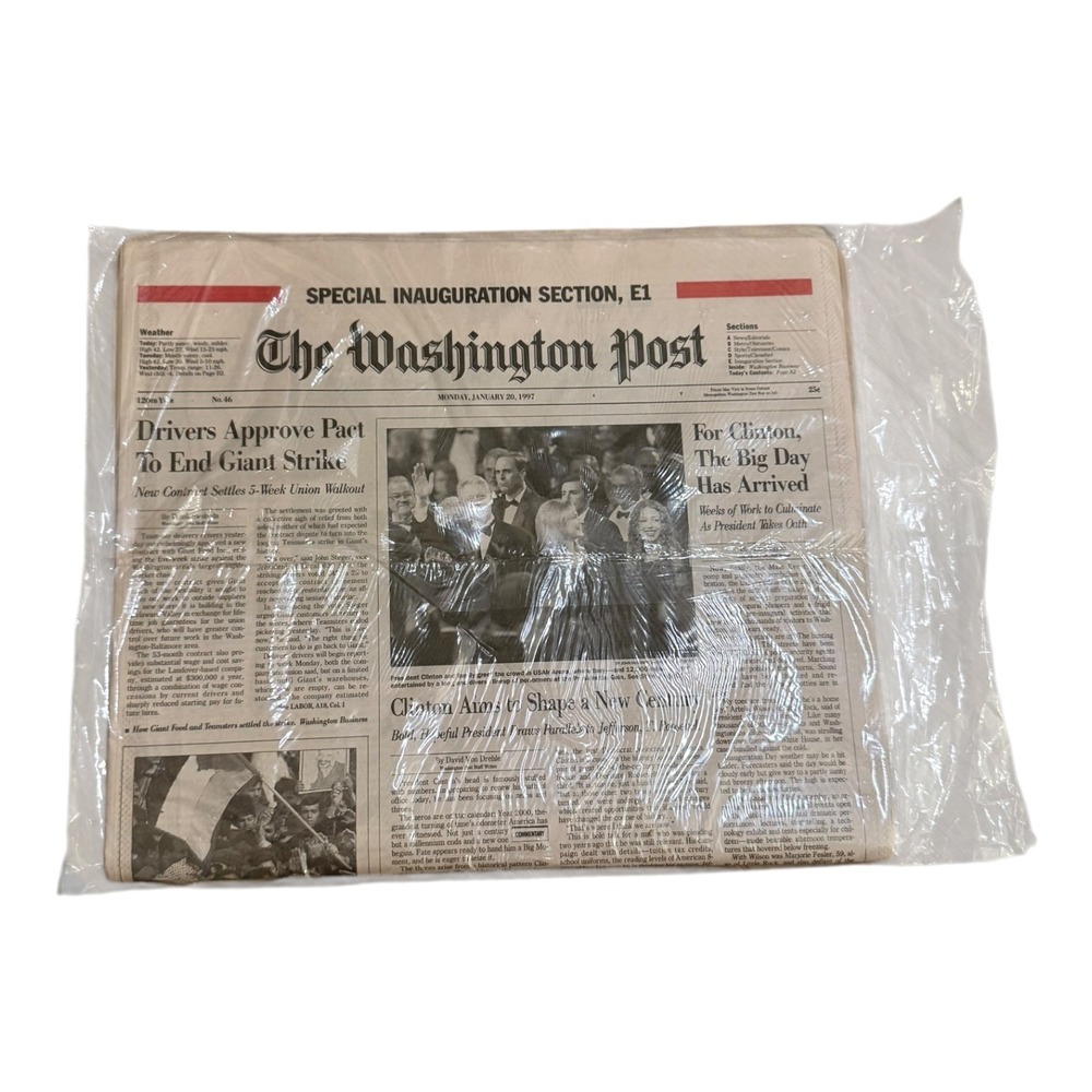 Vintage Washington Post Jan 20 1997 Clinton Sealed Second Inauguration Newspaper